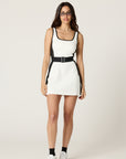 Belted Contrast Tank Dress