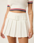 Belted Pleated Skirt