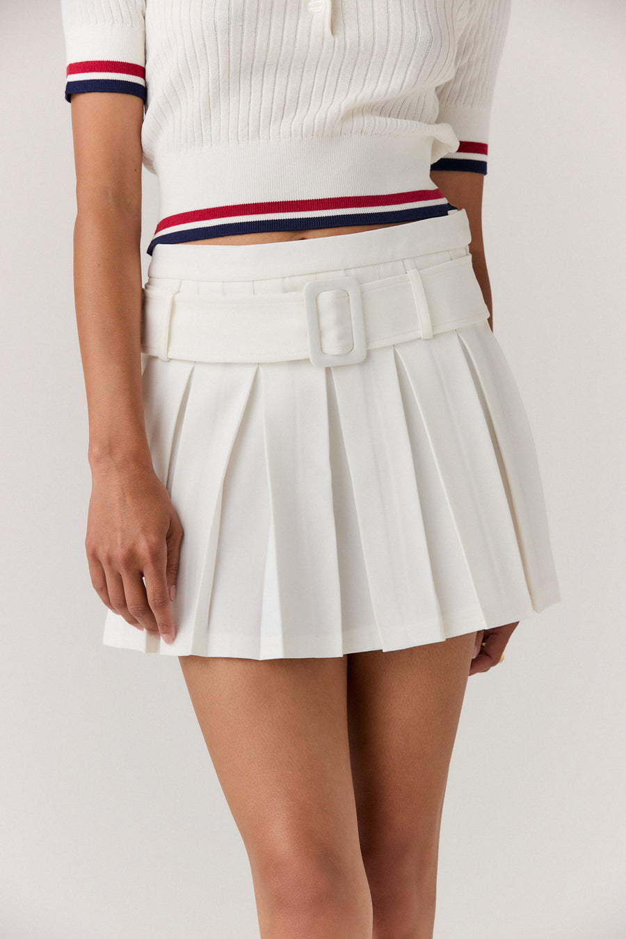 Belted Pleated Skirt