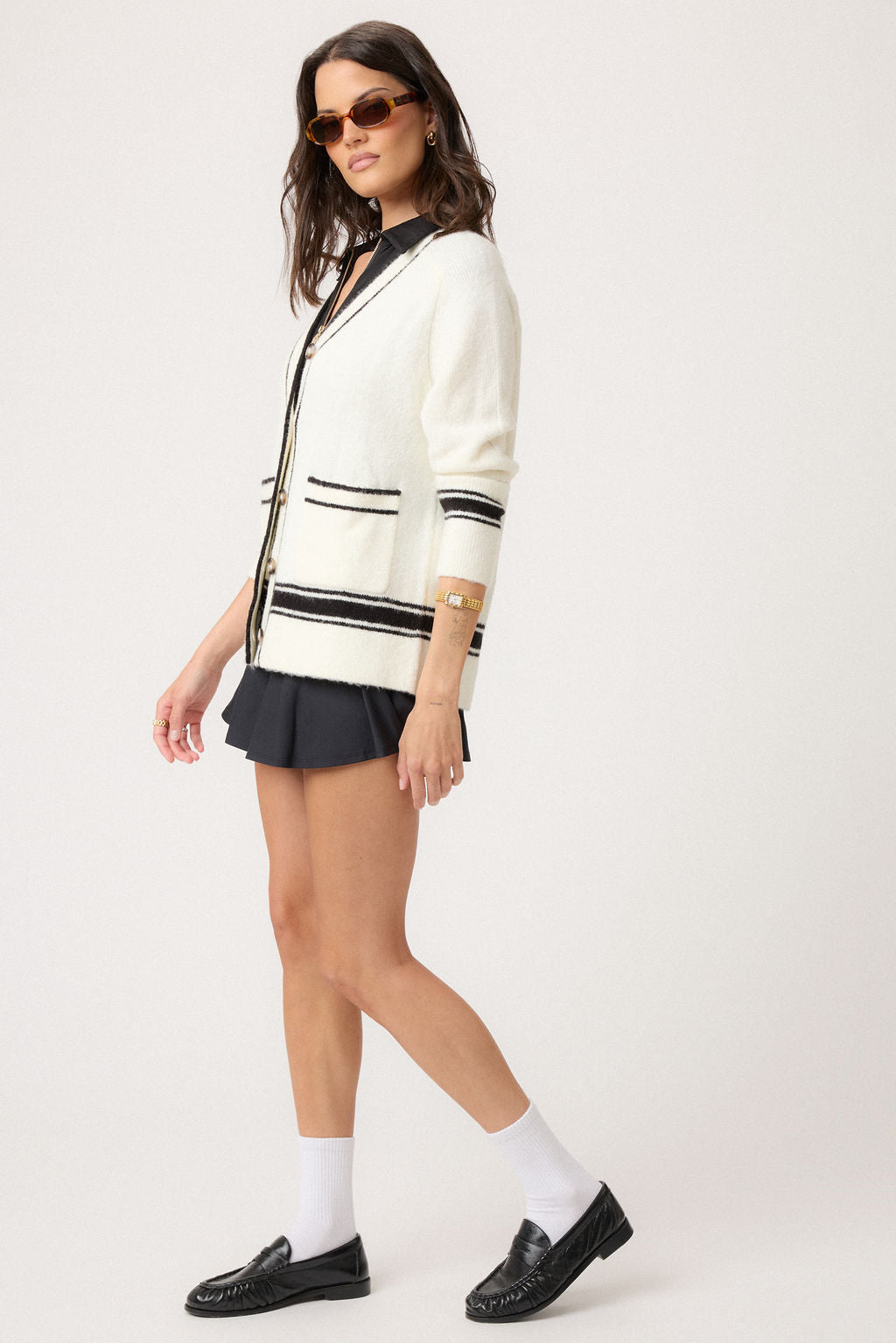 Fuzzy Striped Cardigan