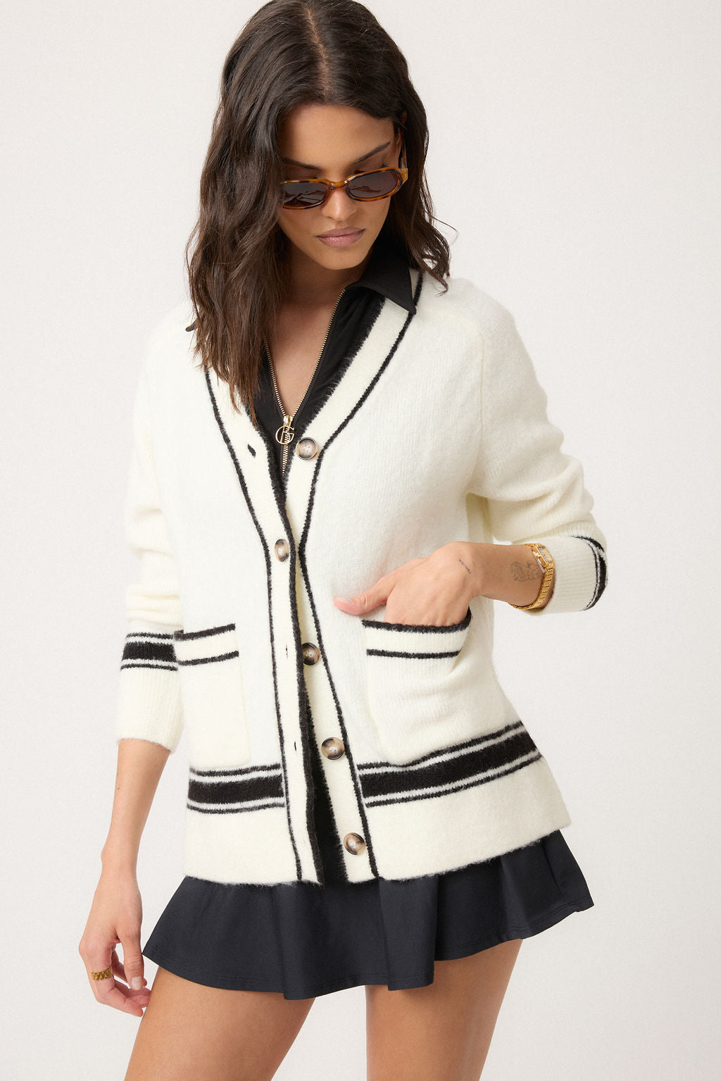 Fuzzy Striped Cardigan