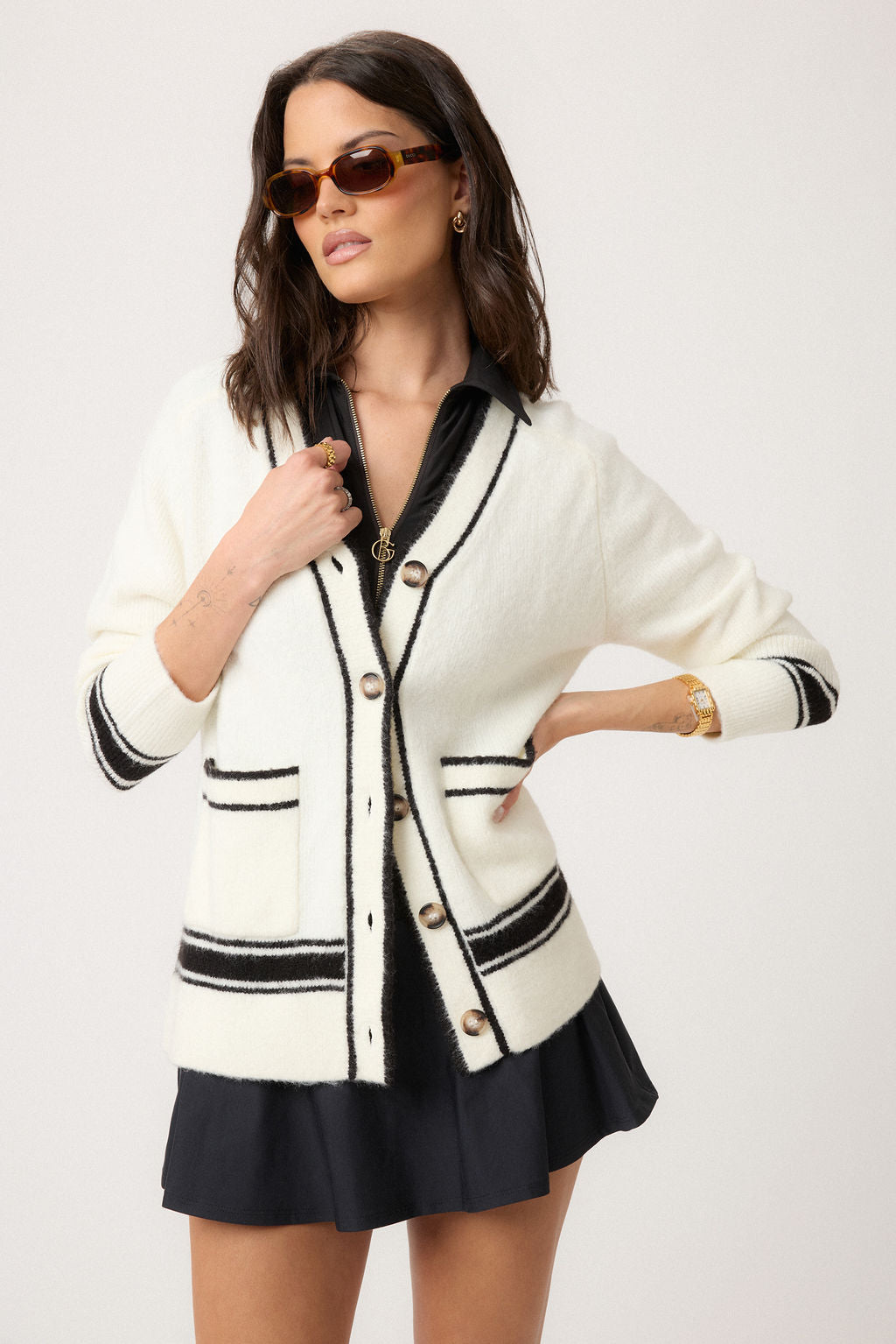 Fuzzy Striped Cardigan